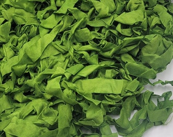 Gracious Green Chic RIBBON crinkled seam binding Rayon autumn color