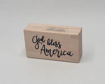 God Bless America Rubber Stamp USA Holiday