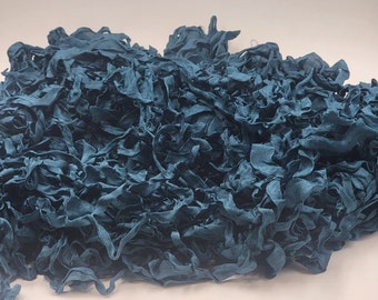 Gentleman Vintage Blue Shabby Chic RIBBON crinkled seam binding - 4 yards Rayon