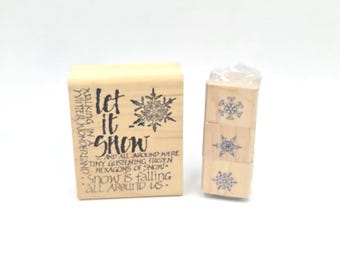 Let It snow snowflakes falling Winter wonderland Rubber Stamp set