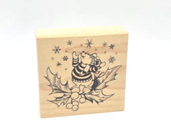 Sugar and Mice Christmas Snowflakes Holly PSX Rubber Stamp rare berries leaves