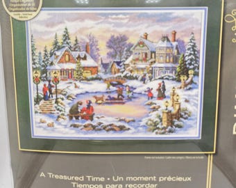 Dimensions Gold Collection A Treasured Time Winter Village Counted Cross Stitch Kit 8569