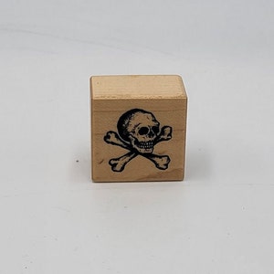 PSX Skull and Cross Bones Rubber Stamp Happy Halloween Pirate Symbol skeleton poison