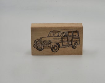 Old Woodie wagon Car Wood Mounted Rubber Stamp Judikins vehicle