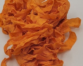 Orange Peel Shabby Chic RIBBON crinkled seam binding - 4 yards Rayon