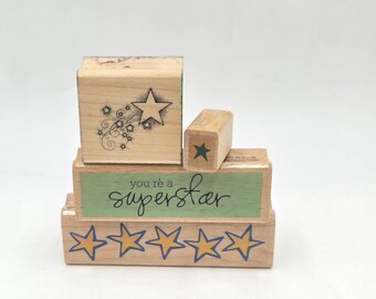 You're a superstar border shooting Stars Celebrate Small Rubber Stamp set