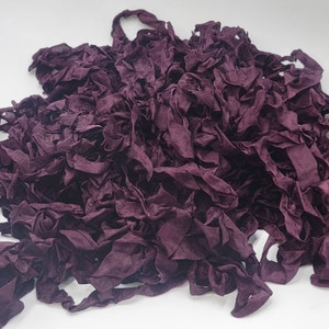 Dark Purple Passion Shabby Chic Vintage RIBBON crinkled distressed seam binding - 4 yards Rayon