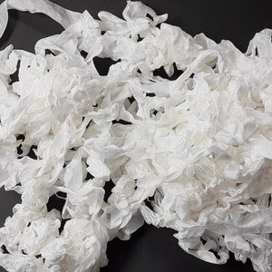 Just White Shabby Chic Vintage Rustic RIBBON crinkled style seam binding - 4 yards Rayon