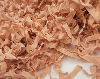 Pale Peach 1/4" Wide Rare Shabby Chic RIBBON crinkled seam binding - 4 Yards