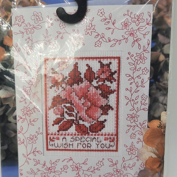 Redwork Special Wish For You Greeting Card Kit Counted Cross Stitch
