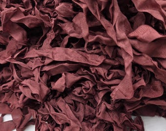 Windsor Winterberry Burgundy Vintage RIBBON crinkled distressed shabby seam binding - 3 yards Rayon
