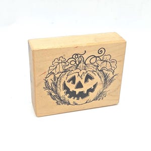 PSX Designs JACK-O-LANTERN Pumpkin Patch Halloween Wheat Rubber Stamp