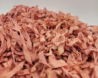 Sundrenched Peaches 1/4" Wide Rare Shabby Chic RIBBON crinkled seam binding - 4 Yards