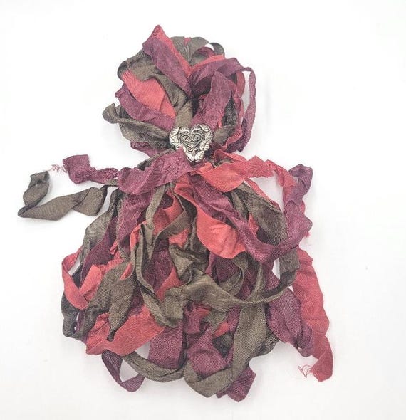 Vintage Button Moody Romance Distressed Bundle Collection set of Three Shabby Chic RIBBON crinkled seam binding - 12 Yards rayon