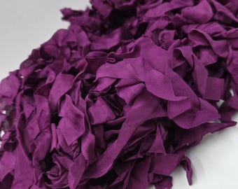 Sangria wine Purple Shabby Vintage RIBBON crinkled seam binding Rayon 4 yards