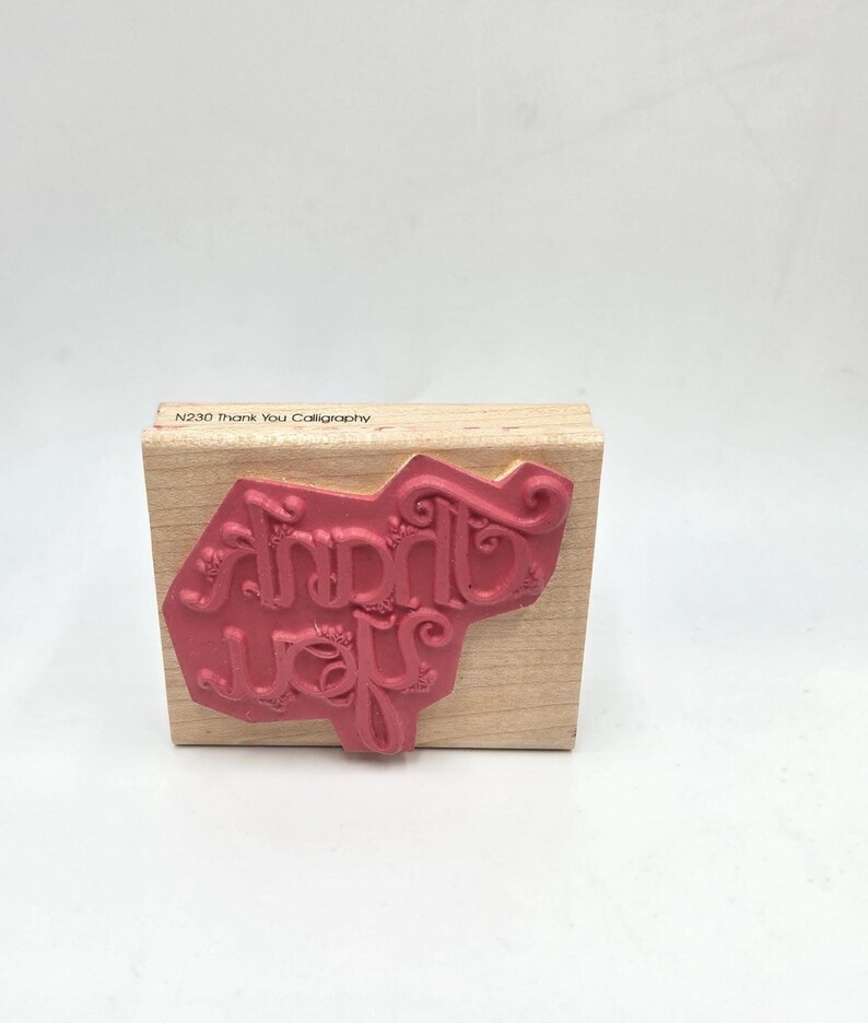 Thank You Cursive Retro Font Saying Greetings Rubber Stamp - Etsy