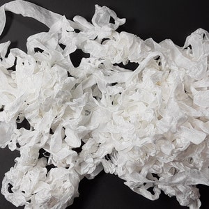 Just White Shabby Chic Vintage Rustic RIBBON crinkled style seam binding 4 yards Rayon image 3