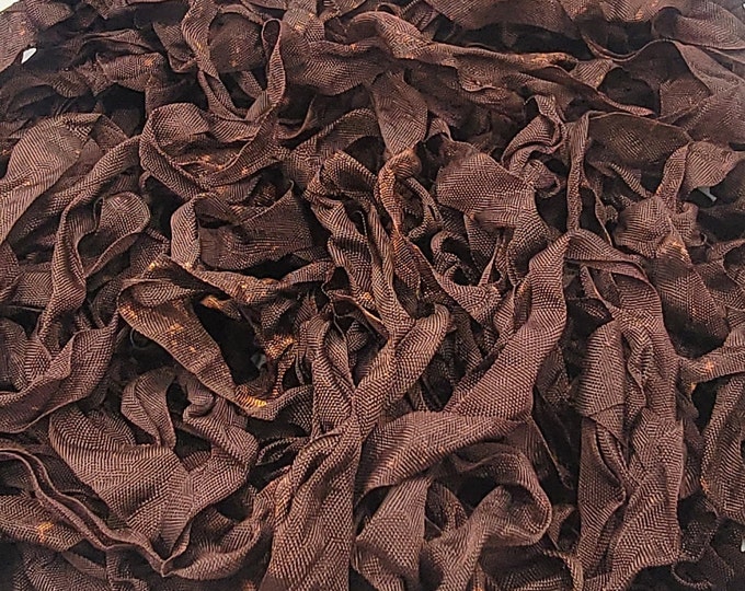 Primitive Brown Copper Shabby Rustic RIBBON Crinkled Vintage Seam ...