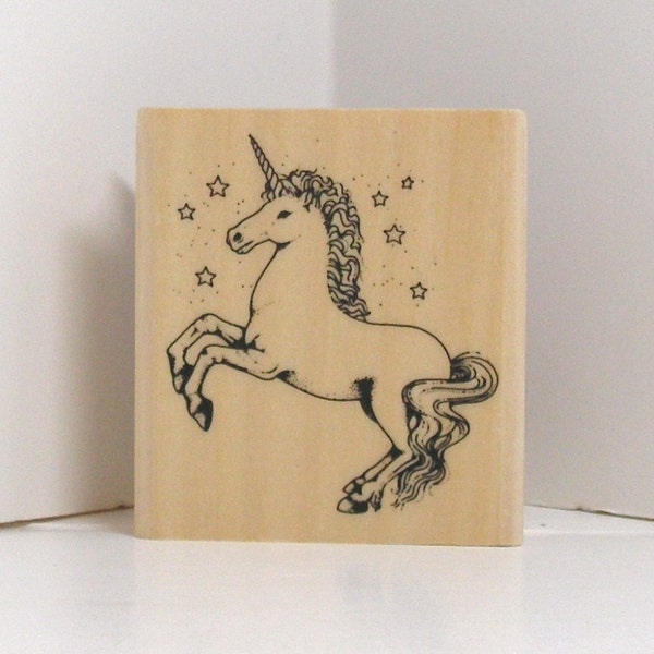 Unicorn and Stars Rubber Stamp