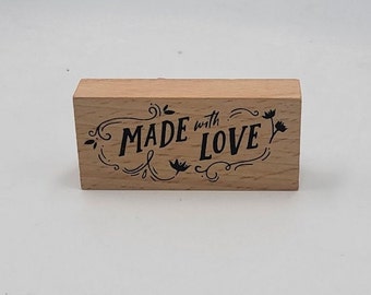 Made With Love flourish label Rubber Stamp