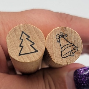 Judith Christmas Tree and Bell Peg Rubber Stamp set winter holiday
