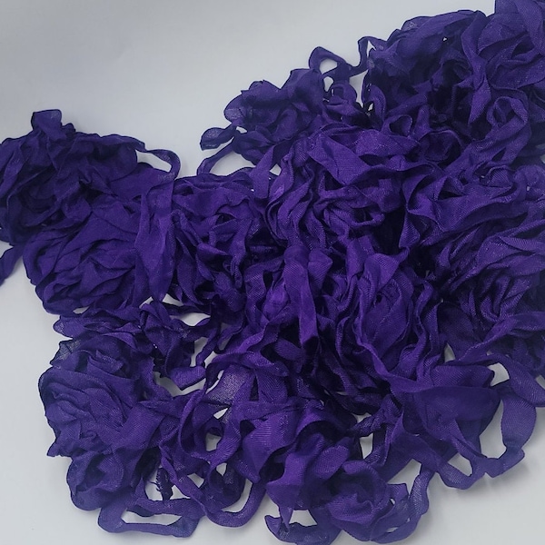 Incredible Indigo Purple Shabby Chic RIBBON crinkled seam binding - 4 yardsRayon