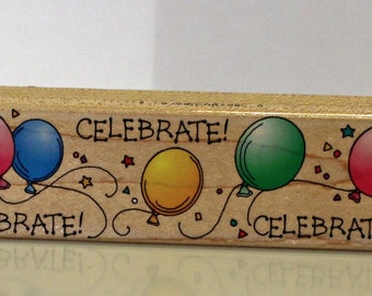 Hero Arts CELEBRATE with Balloons Border Rubber Stamp