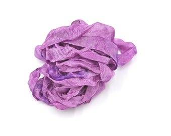 Tender Purple Panic Shabby Chic RIBBON crinkled vintage seam binding - 4 yards