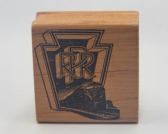 Vintage RPR Pennsylvania Railroad Logo Transportation Locomotive Train Rubber Stamp