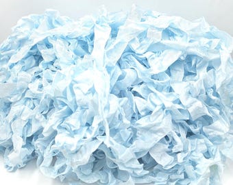 Sweet Baby Blue Shabby Chic Vintage Rustic RIBBON crinkled seam binding - 4 yards Rayon
