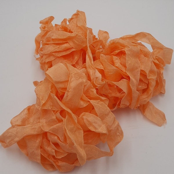 Sweet Orange Ambrosia Shabby Chic Vintage Rustic RIBBON crinkled vintage seam binding - 4 yardsRayon