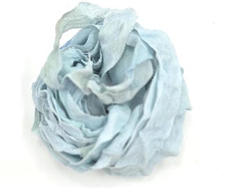 Tender Robins Egg Shabby Chic RIBBON crinkled vintage seam binding - 4 yards blue