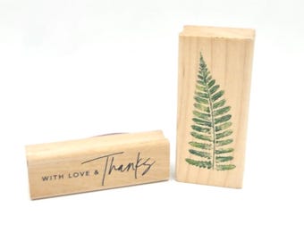 With Love and THANKS Fern leaves Rubber Stamp set