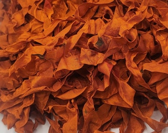 Spicy Pumpkin Autumn Orange Shabby Chic Vintage Rustic RIBBON crinkled style seam binding - 4 yards Rayon