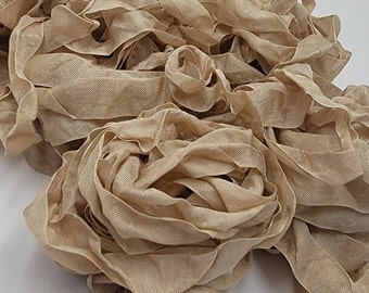 Natural Beige Shabby Chic Vintage Rustic RIBBON crinkled style seam binding - 4 yards Rayon