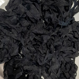 Just Black Shabby Chic Vintage Rustic RIBBON crinkled seam binding 4 yards Rayon image 3