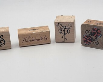 Handmade by Ladybugs bug Rubber Stamp set