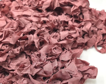 French Dusty Mauve Pink Shabby Chic RIBBON crinkled seam binding - 4 yards