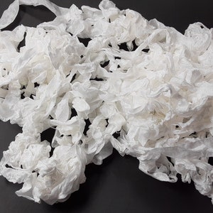 Just White Shabby Chic Vintage Rustic RIBBON crinkled style seam binding 4 yards Rayon image 2