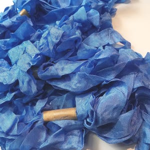 Texas Bluebonnet Shabby Chic Vintage Rustic RIBBON crinkled vintage seam binding - 4 yardsRayon