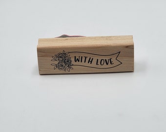 With Love Banner Bouquet of flowers saying Rubber Stamp Holiday