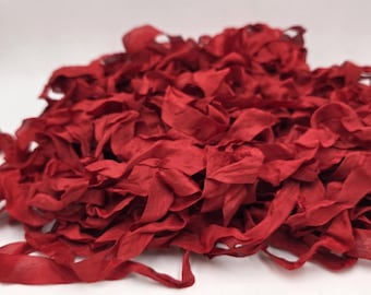 Regent Red Shabby Chic Vintage Rustic RIBBON crinkled seam binding - 4 yards Rayon