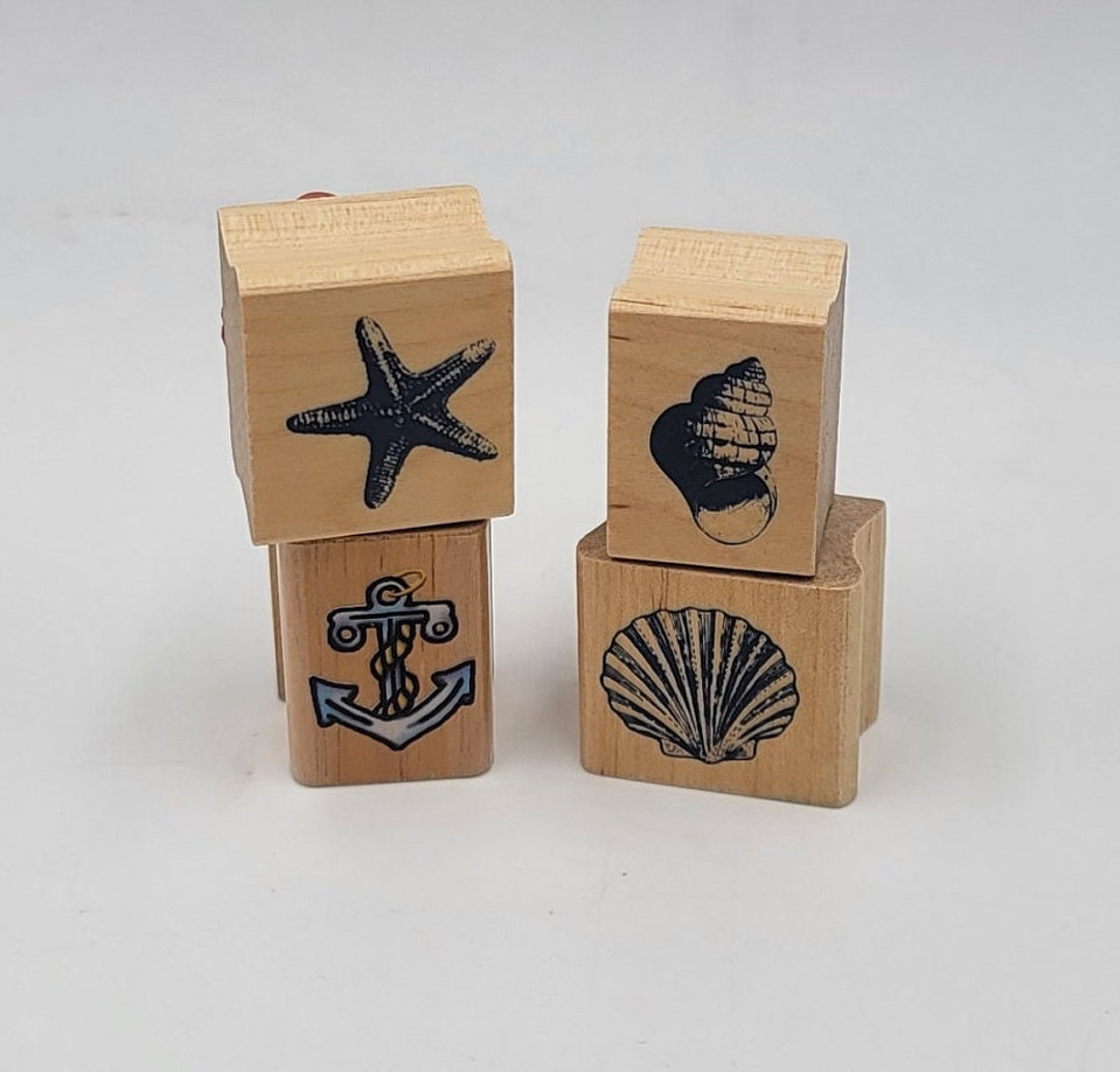 Seashells and Anchor Rubber Stamp Set Beach Ocean Etsy