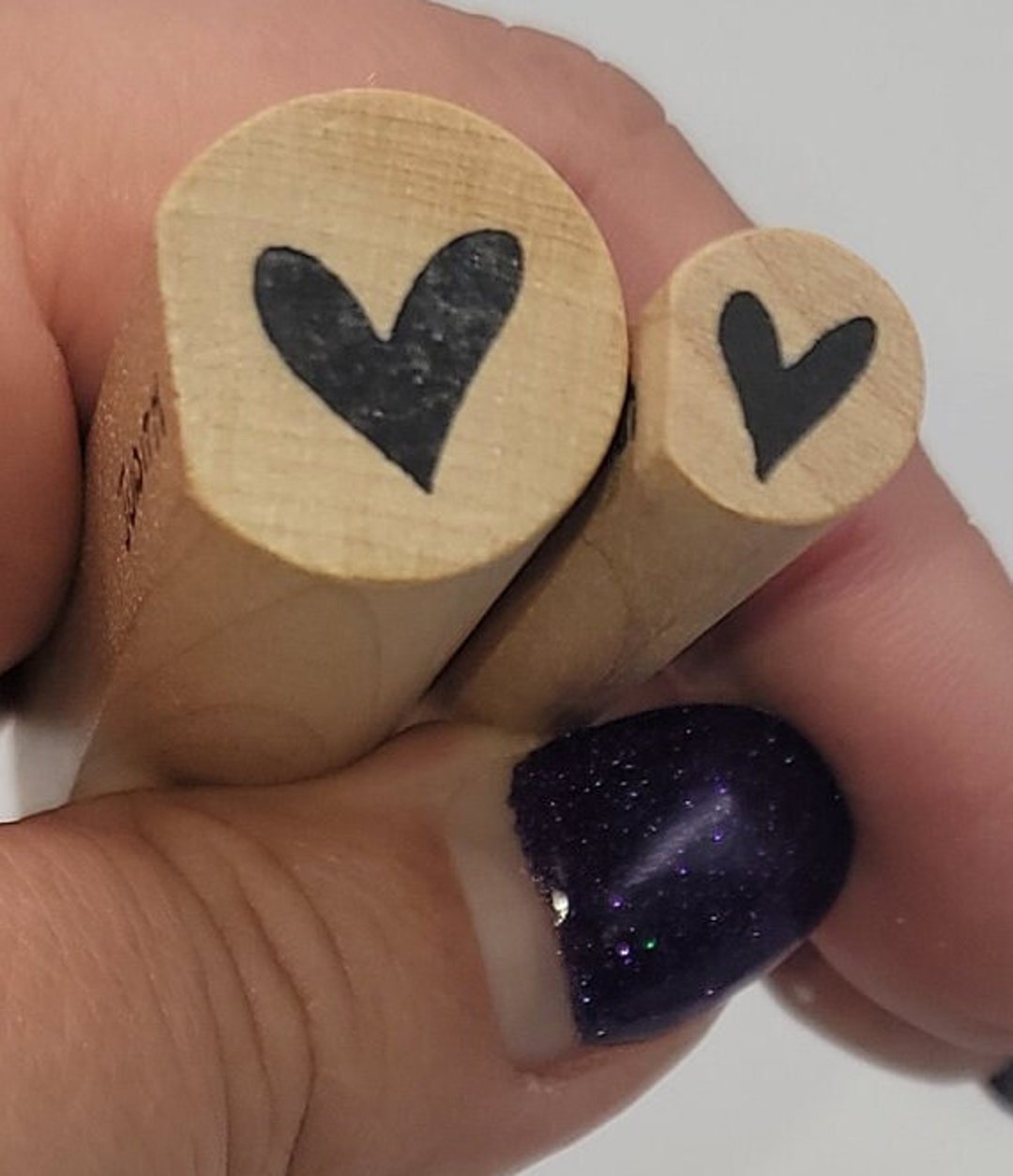Judith Big and Small Hearts Peg Rubber Stamp Set Solid Love Etsy