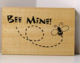 BEE MINE Rubber Stamp Valentines bumblebee buzzing