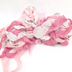 Vintage Button Pretty bunch of Pink Bundle Collection Three Shabby Chic RIBBON crinkled seam binding - 12 Yards rayon