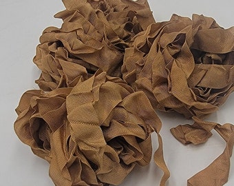 Autumn Bronze Kiss Shabby Chic Vintage Rustic RIBBON crinkled seam binding - 4 yards Rayon