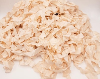 Peach Bisque Light Beige Pink Shabby Chic RIBBON crinkled seam binding - 4 yards