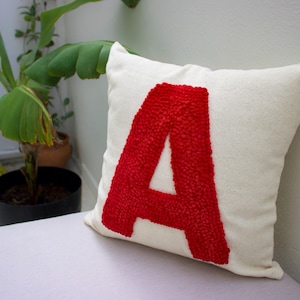 Punch Needle Cushion,Punch Needle Pillow Case,Hand Tufted Cushion,Embroidered Letter Pillow,Nursery Decor,Newborn Gift Idea,Kids Room Decor