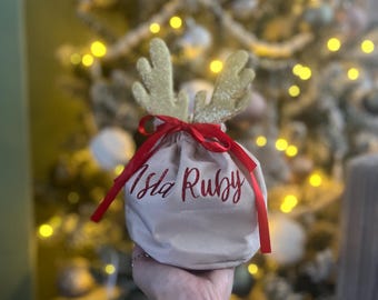 Personalized Reindeer Gift Bag | Christmas Treat Bag